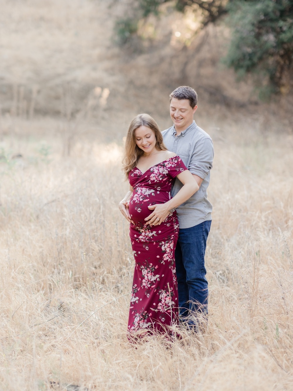 Maternity Off-Shoulder Floral Maxi Dress in Burgundy - Picture 5 of 5